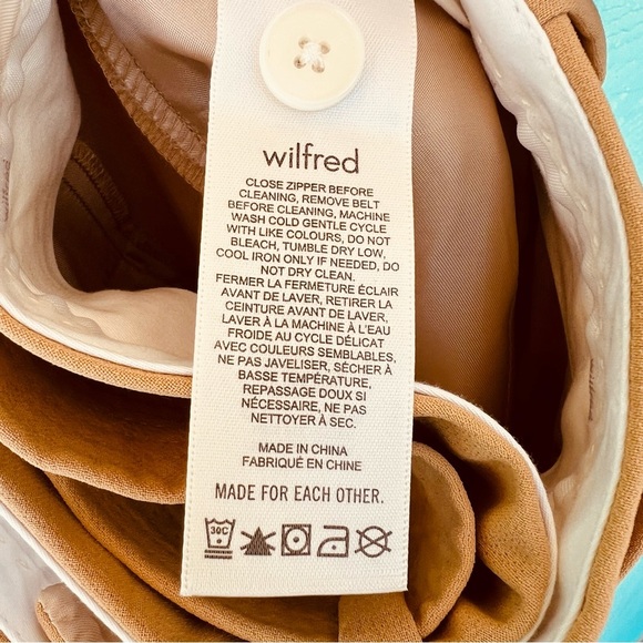 ARITZIA WILFRED HIGH WAIST BELTED EFFORTLESS TROUSERS NEUTRAL TAN SIZE 12 - Picture 5 of 8